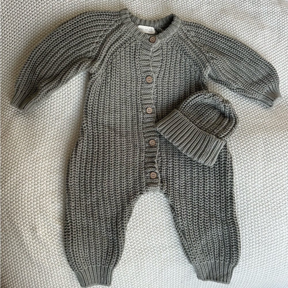 Chunky Knit Jumpsuit and Beanie